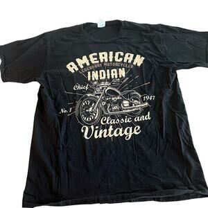 Vintage American Indian Motorcycle Black Tshirt-Size XL